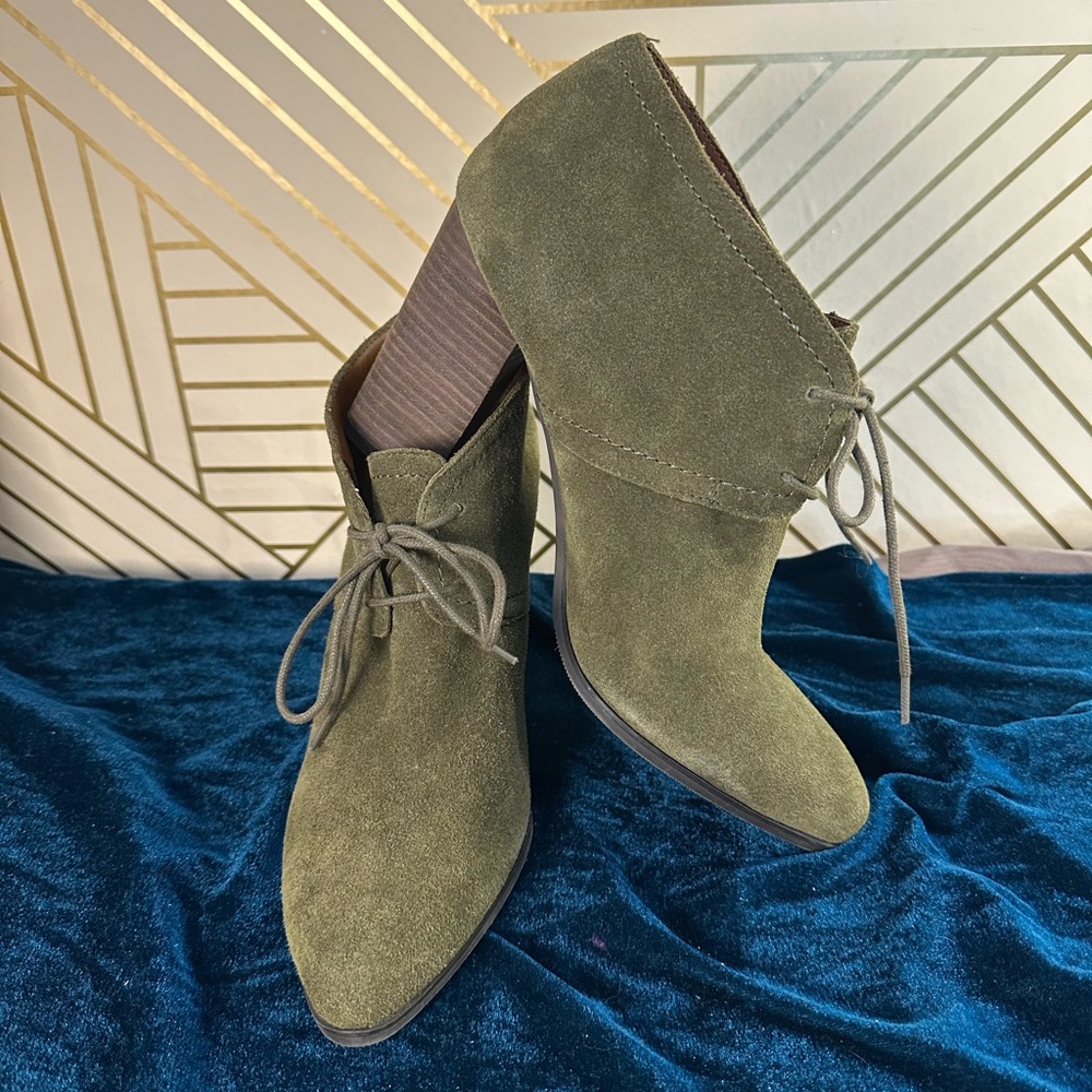 Franco Sarto Khaki Lace-Up Suede Boots